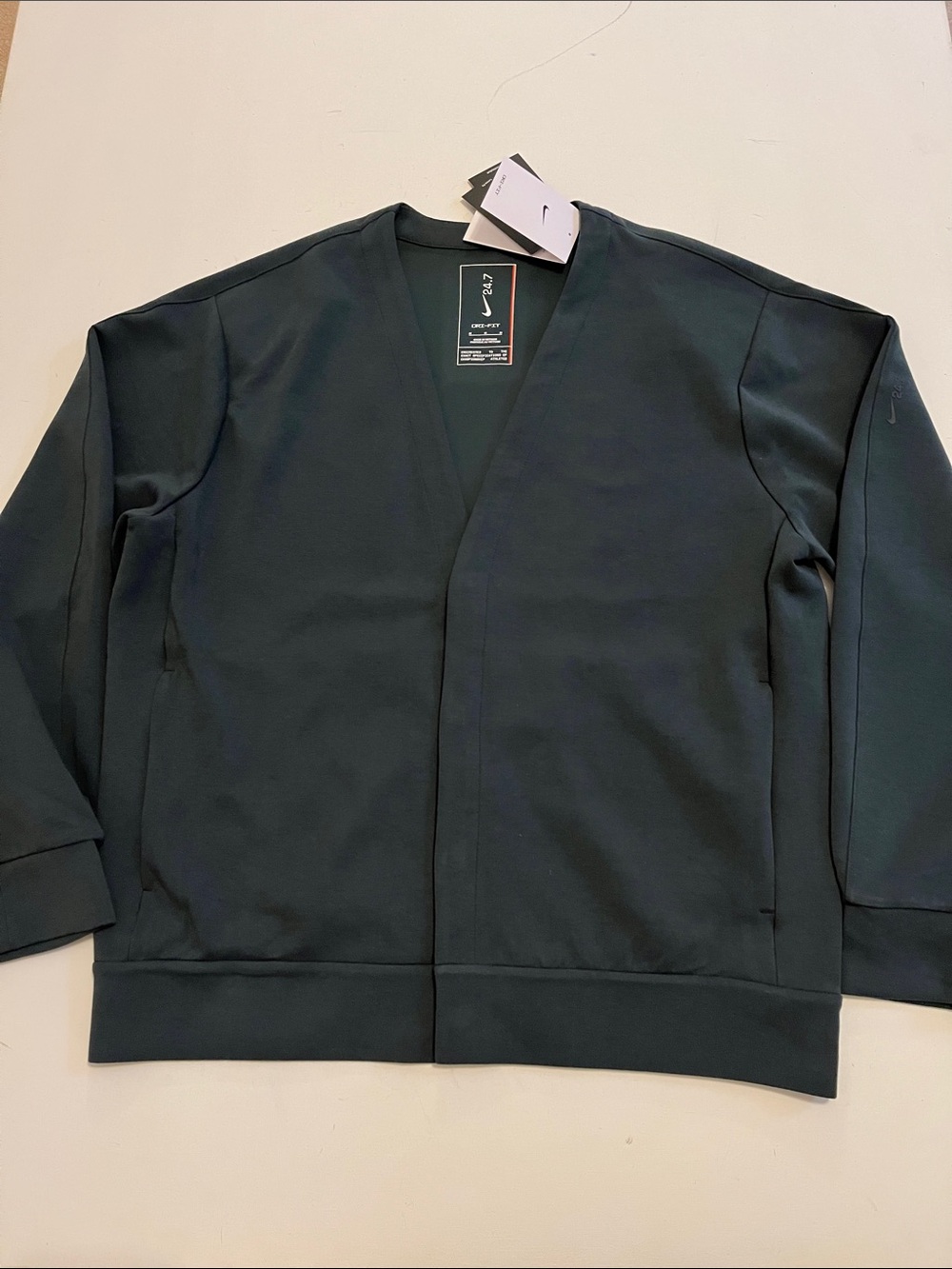 Nike 24.7 Mens M Impossibly Soft Dri-FIT Cardigan Green Blue  HQ6948-390 $125